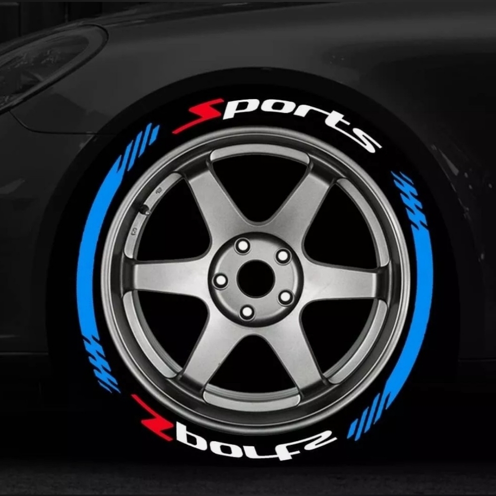 RED AND WHITE SPORTS LETTERING for Red, White, and Blue America Tire Decals